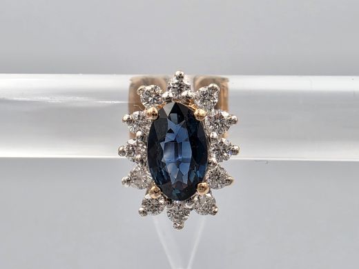 Gold earrings with diamond and sapphire, 1.49 g