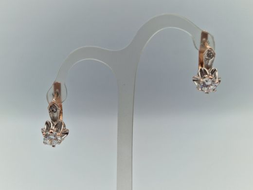 Золотые серьги с цирконом, 3.75 г