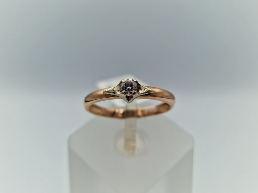 Gold ring with zircon, 1.87 g, size 18.5