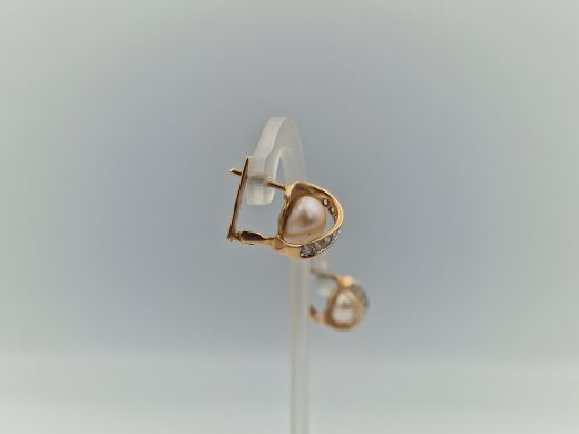 Золотые серьги с цирконом, 6.08 г