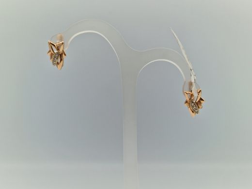 Золотые серьги с бриллиантом, 4.59 г