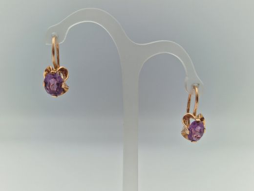 Zelta auskari ar ametistu, 2.94 g