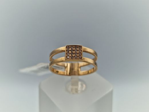 Zelta gredzens ar cirkoniju, 2.68 g, izm. 17