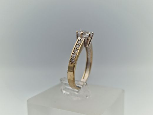 Zelta gredzens ar cirkoniju, 2.35 g, izm. 16