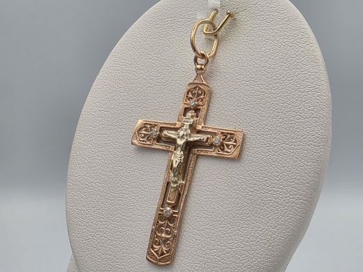 Gold cross with zircon, 2.80 g