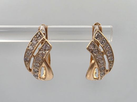 Золотые серьги с цирконом, 2.65 г