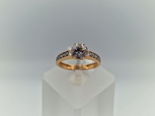 Zelta gredzens ar cirkoniju, 2.11 g, izm. 15