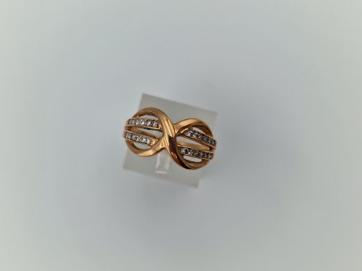 Золотое кольцо с цирконом, 3.57 г, разм. 19