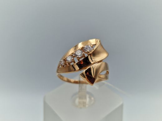 Zelta gredzens ar cirkoniju, 2.85 g, izm. 17.5