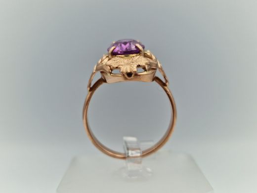 Zelta gredzens ar koraļļi, 4.48 g, izm. 18.5