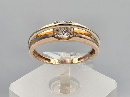 Gold ring with zircon, 2.32 g, size 17