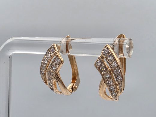 Золотые серьги с цирконом, 2.65 г