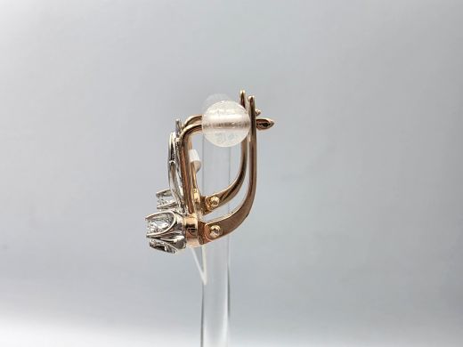 Золотые серьги с бриллиантом, 3.42 г