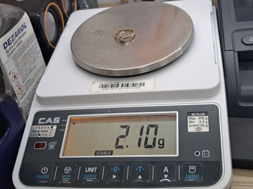 Zelta gredzens ar cirkoniju, 2.06 g, izm. 19