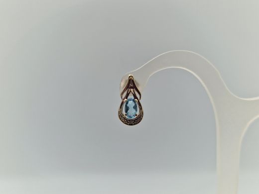 Золотые серьги с бриллиантом, 0.95 г