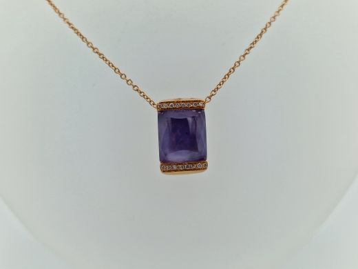 Золотое ожерелье с бриллиантами и аметистами, 10.37 г