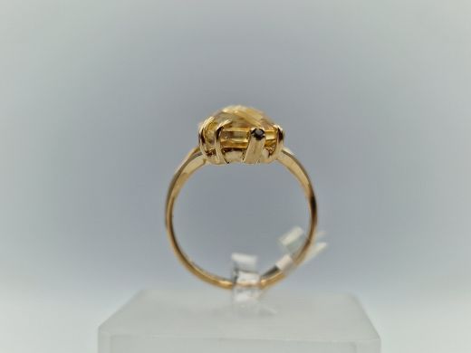 Zelta gredzens ar citrīnu, 4.35 g, izm. 17
