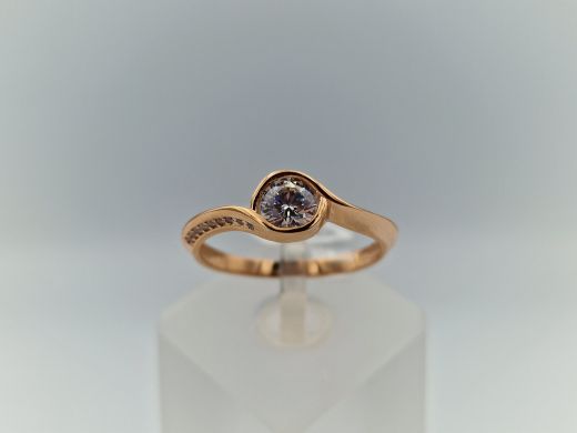 Zelta gredzens ar cirkoniju, 2.65 g, izm. 19.5