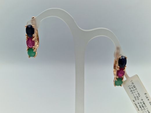 Zelta auskari ar safīriem un smaragdiem, 4.61 g