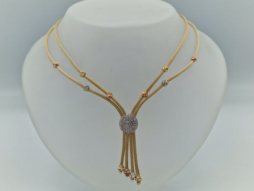 Zelta ķēdīte ar cirkoniju, 14.19 g, izm. 45