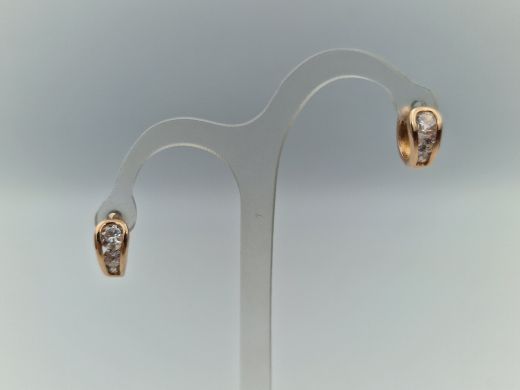 Gold earrings with zircon, 1.76 g