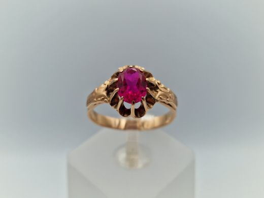 Zelta gredzens ar koraļļi, 3.79 g, izm. 18.5