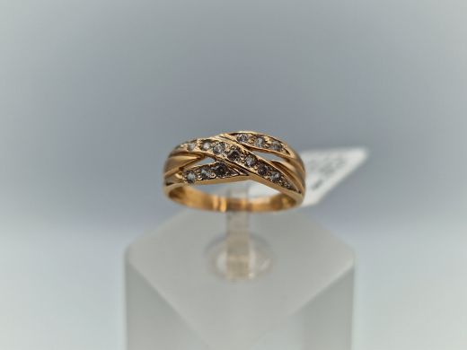 Zelta gredzens ar cirkoniju, 2.02 g, izm. 16