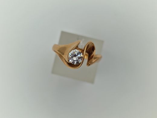 Zelta gredzens ar cirkoniju, 2.86 g, izm. 17.5