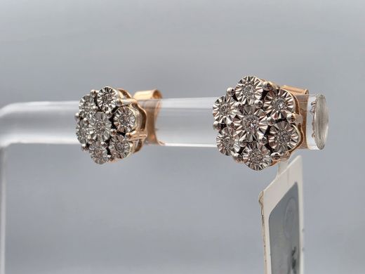 Gold earrings with diamond, 1.87 g