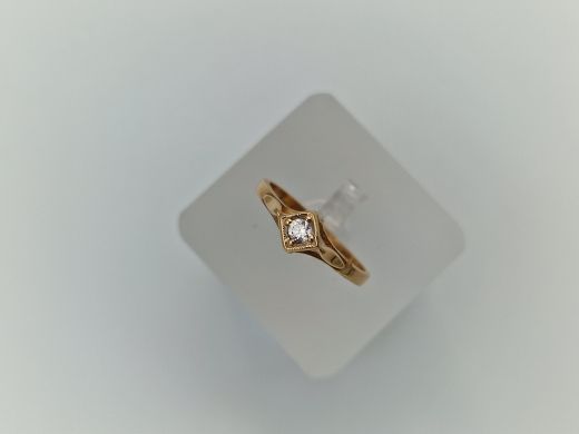Zelta gredzens ar cirkoniju, 1.72 g, izm. 16.5