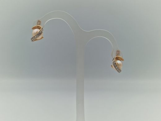 Золотые серьги с цирконом, 6.08 г