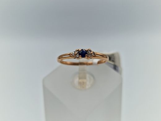 Zelta gredzens ar briljantu un safīru, 1.04 g, izm. 16.2