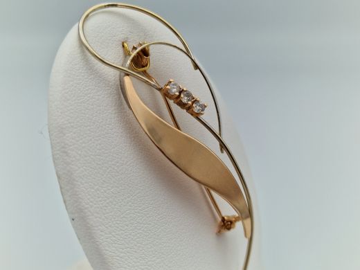 Zelta broša ar cirkoniju, 4.17 g