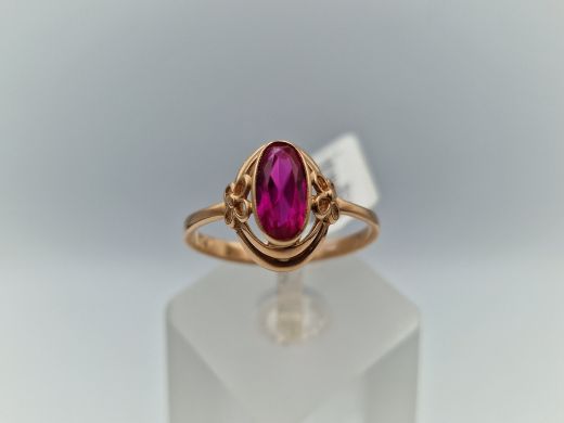 Zelta gredzens ar koraļļi, 3.42 g, izm. 19.5