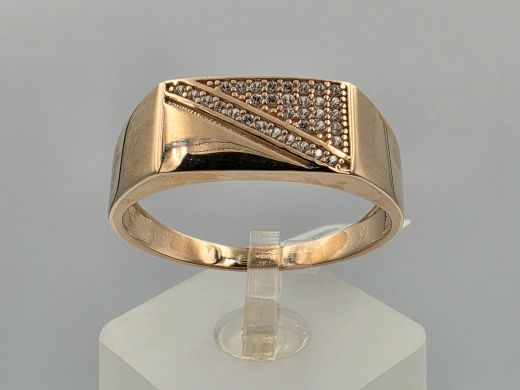 Gold ring with zircon, 4.51 g, size 23.5