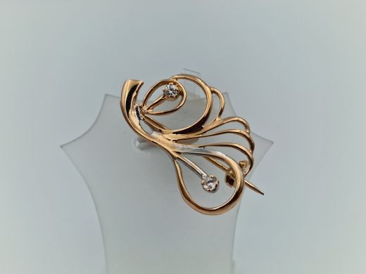 Золотая брошь с цирконом, 2.3 г