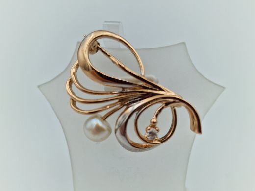 Zelta broša ar cirkoniju, 3.44 g