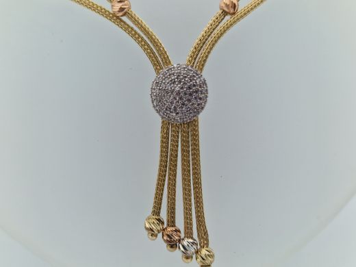 Zelta ķēdīte ar cirkoniju, 14.19 g, izm. 45