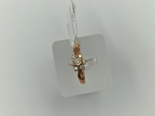 Zelta gredzens ar briljantiem, 2.22 g, izm. 17