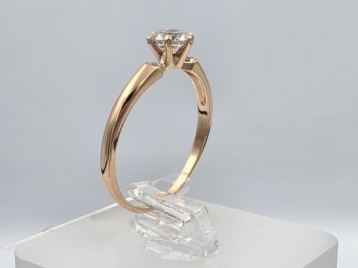 Gold ring with zircon, 1.71 g, size 17.5