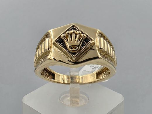 Gold ring with zircon, 6.09 g, size 19.5