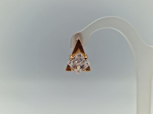 Золотые серьги с цирконом, 3.3 г