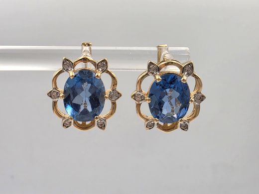 Золотые серьги с цирконом, 5.4 г