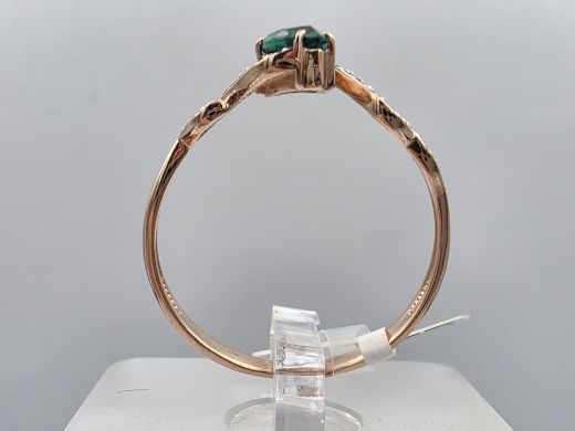 Gold ring with diamond and emerald, 1.67 g, size 18.5