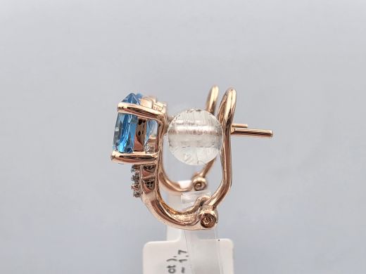 Золотые серьги с топазом, 2.76 г