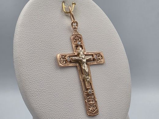 Gold cross with zircon, 2.80 g