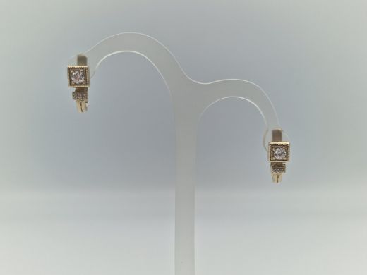 Золотые серьги с цирконом, 6 г