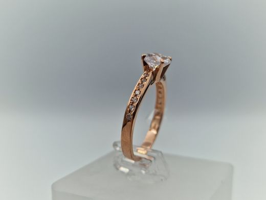 Zelta gredzens ar cirkoniju, 2.20 g, izm. 16.5