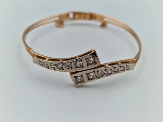 Zelta rokassprādze ar cirkoniju, 14.11 g