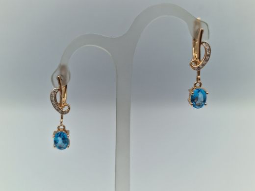 Золотые серьги с цирконом, 3.7 г